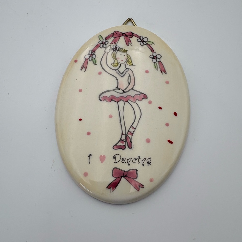 Vintage Ballet Dancer “I 🩷 Dancing” Ceramic Wall Plaque